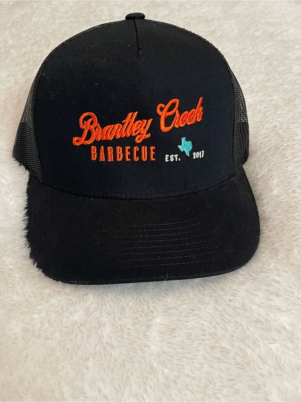 Brantley Creek Barbecue Texas Trucker Hat Black Orange The Classics Snapback - Picture 7 of 14
